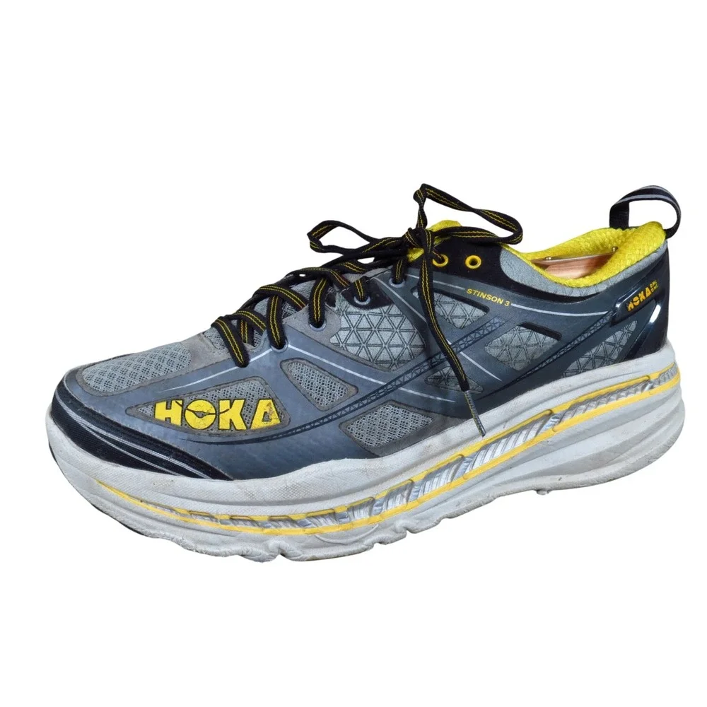 Hoka One One Stinson 3 ATR Mens Trail Running Shoes Size 11 Trail Grey Yellow